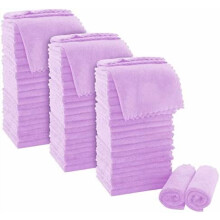 Ultra Soft Premium Washcloths Set - 12 x 12 inches - 72 Pack - Quick Drying - Highly Absorbent Coral Velvet Bathroom Wash Clothes (Purple)