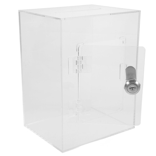 1 Set Lockable Donation Box For Keys Transparent Acrylic Rectangular Shape