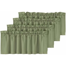 Blackout Sage Green Curtains & Valances, 4 Panels (52"x18"), Rod Pocket, for Living Room/Bedroom/Kitchen/Bathroom/Basement – Compatible with