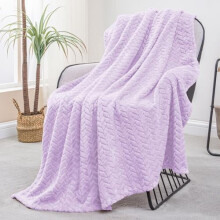 Fleece Throw Blanket for Couch, 50x70 Inches Soft Cozy Jacquard Flannel Blankets, Lightweight Fuzzy Plush Warm Throws for Winter, Lilac Purple