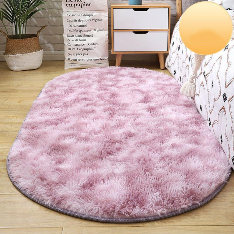 Fluffy Oval Area Rug, Soft Tie Dye Rug, Shaggy Colorful Rug, for Bedroom, Living Room, Teen Dorm, Baby Nursery, 11 Colors & 3 Sizes