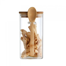 Rundes Vorratsglas aus Borosilikatglas mit Holzlöffel, 200 ml