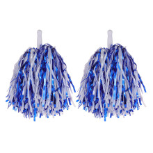 HEVIRGO Lot de 2 pompons de pom-pom girl en feuille métallique, avec poignée, pour compétitions sportives et fêtes.