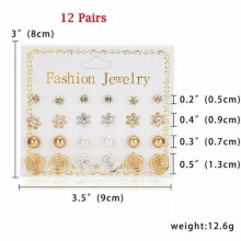 EASTIN20Pair/Boîte Boucles d'oreilles puces en cristal coloré Ensemble de 18 à 12 paires noires/blanches rondes...