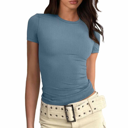 Γυναικεία T-shirts YOUSNH Μοντέρνα T-shirts για γυναίκες Εφαρμοστά T-shirt με κοντό μανίκι Basic