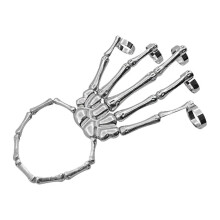 Halloween-Armband, Halloween-Totenkopf-Skelett-Hand-Armband mit Metallarmreif, Totenkopf-Armband, Skelett-Armband