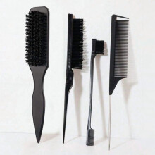 Spazzola per capelli con setole di cinghiale, ideale per acconciature a coda di cavallo, chignon, capelli corti e ribelli, controllo dei contorni e