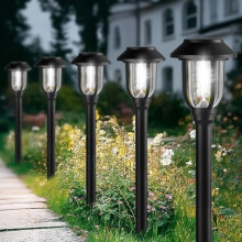 Set van 12 solar buitenlampen, 6000K, waterdicht, met automatische aan/uit-functie, landschapsverlichting voor paden, erven, looppaden, opritten en