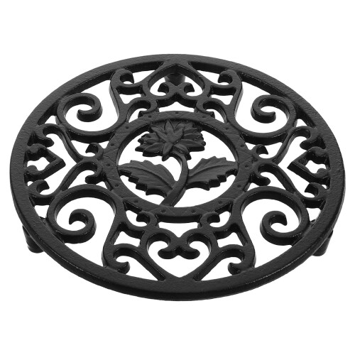 Black Cast Iron Pot Stand with Antislip Heat Insulation for Tabletop