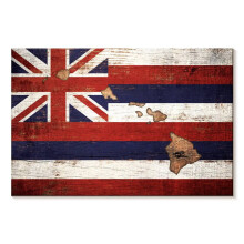 Lerretsbilde av kart over staten Hawaii 61 x 43 cm