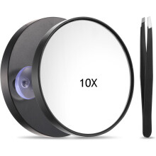 Vergrootspiegel met 10x vergroting, 3,5 inch, met zuignappen en pincet.
