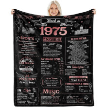 50th Birthday Gifts for Women - Blanket for 50 Year Old - 1975 Wedding Anniversary Back in 1975 Flannel Throw Blanket Pink Blanket 60x50 Inch