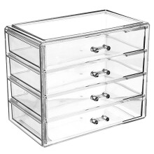 Organisateur de maquillage en acrylique avec tiroirs (4 tiroirs)