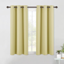 Paler Yellow Blackout Curtains 42x54", 2 Panels, 3-Pass Microfiber Thermal Insulated, Solid Ring Top — Compatible with Standard Rods