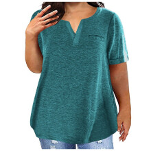 Plus size top til kvinder Kortærmede skjorter med V-hals Ensfarvede T-shirts Ensfarvede basis T-shirts, XXXXXL