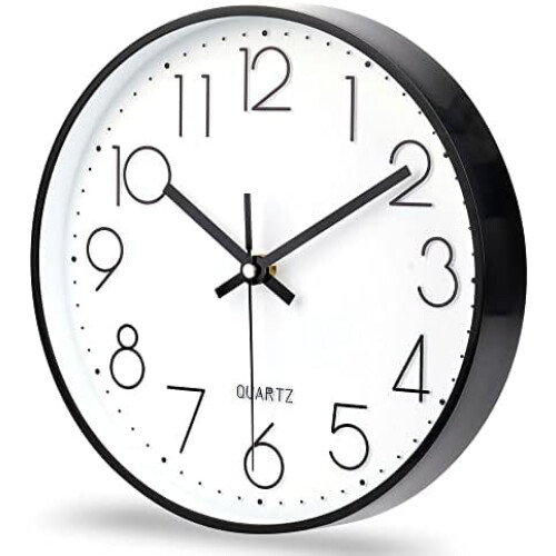 14 Inch Silent Wall Clock with Grey Dial and White Numbers