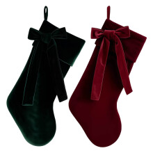 Meia de Natal de veludo de 50 cm com laço