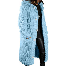 VALSEEL Langer Zopfstrick-Cardigan mit Taschen – Damen-Langarm-Strickcardigan mit Zopfmuster, offener Knopfleiste