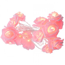 HIBIBUD 5ft Pink LED Rose String Lights, 10-Flower Battery Garland – Compatible with Valentine's, Wedding & Party Decor