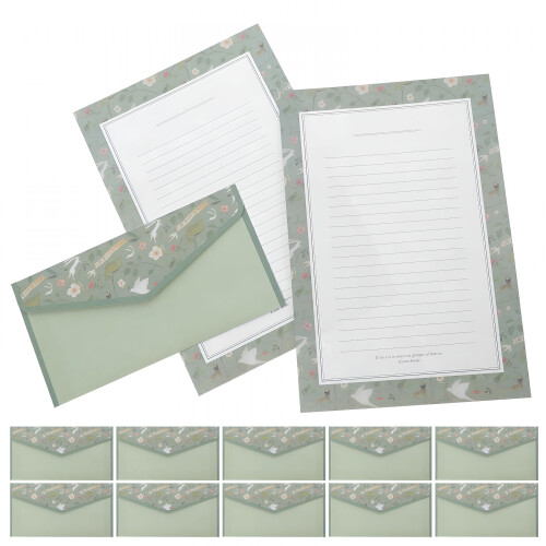 Conjunto de Papel de Carta Vintage com Linhas e Envelopes
