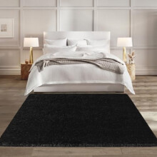 Black fluffy shag area rug 3x5 feet for bedroom living room