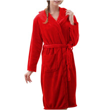 Halate de baie pentru femei și bărbați, lenjerie de pat, flanel, cămașă de noapte cu glugă, pijamale, halat de baie, pijamale lungi, roșu