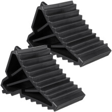 OUNONA 2Pcs Heavy Duty Black Tire Triangle Pads Rubber Stop Control for Car Safety