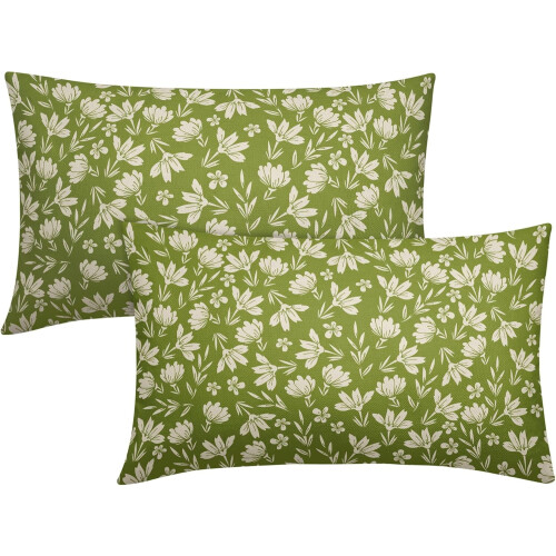 Conjunto de 2 capas de almofada vintage com estampa floral, 45x45cm (18x18 polegadas), em linho.