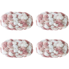 4 Rolls 600g Pomp-A-Doodle Yarn,100% Polyester Jelly Bean POM-POM Ball Yarn for Crochet Knitting Blanket Mat Pet Nest