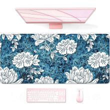 Mousepad XXL Peônia Branca 80x30cm Antiderrapante