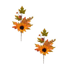 Paquete de 2 tallos artificiales de otoño con bayas, girasoles y