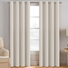 Light Blocking Thermal Insulated Curtain Panel, Grommet Top, Ivory 52x84", for Living Room, Dining Room & Bedroom