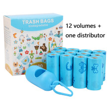 Sacs compostables bleus à fleurs 80 L étanches, 12 ou 16 rouleaux