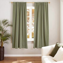 Velvet Blackout Curtains, Thermal Insulated, Super Soft Luxury Drapes for Living Room & Bedroom, Rod Pocket, 2 Panels, Olive Sage, 52"x72"