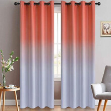 Coral and Grey Ombre Curtains Light Blocking Grommet Set of