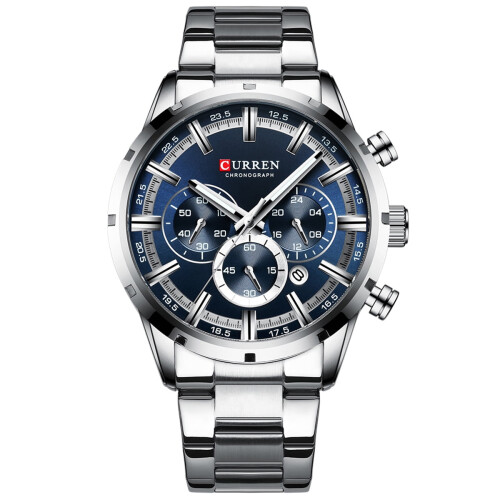 CURREN8355Πολυτελές Ανδρικό Ρολόι Quartz, Αδιάβροχο 3ATM, Φωτεινό, Χρονογράφο, 24ωρο &