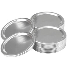 Roestvrijstalen deksels voor weckpotten met normale opening, lekvrije deksels met gesplitste opening, verpakking van 24 stuks (zilver)