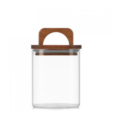 Set van 3 vierkante glazen potten van 940 ml met houten deksels - Luchtdichte, voedselveilige bewaarcontainers voor koffiebonen, noten, snacks en