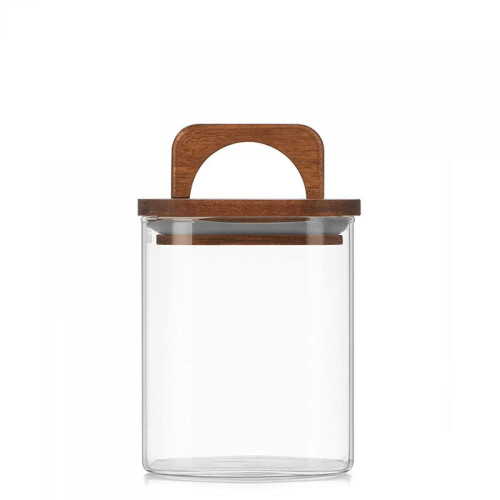 Συσκευασία 3 τετράγωνων γυάλινων βάζων 32oz με ξύλινα καπάκια - Αεροστεγή δοχεία