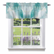 Green marble gold line watercolor valance 54x18 in