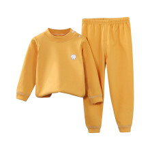 Thermisch fleece ondergoedset voor baby's – Gele tweedelige pyjama voor jongens en meisjes, geschikt voor koud weer