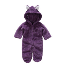Kleinkinder-Baby-Jungen-Mädchen-Farben-Plüsch-Winter-Overall mit niedlichen Bärenohren, hält warm, Baby-Strampler, Mädchen 3-6 Monate Lila
