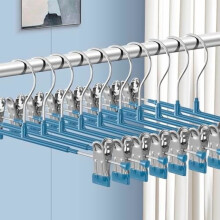 10er-Pack verstellbare Hosenbügel mit Clips, rutschfest, robust, platzsparend, geeignet für Jeans und Hosen, blau, 30 cm (12 Zoll)