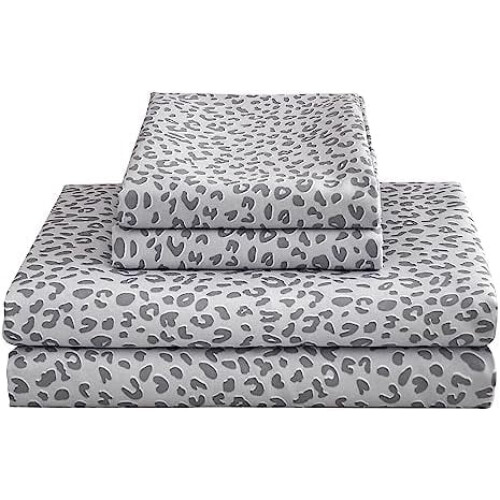 Σεντόνια Queen Size με εκτύπωση Leopard Cheetah, από μαλακές μικροΐνες, με αντιολισθητική