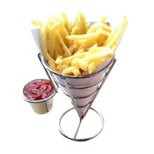 2-teiliger Pommes-Frites-Tütenhalter aus Edelstahl mit Soße