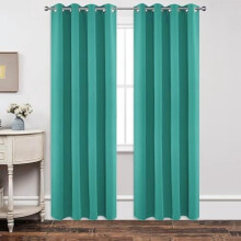 Zatemňovací závěsy s 2 panely, tepelně izolované, zatemňovací závěsy s oky (52x108", páví modrá), kompatibilní se standardními tyčemi