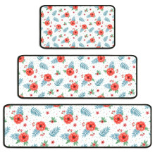 Pioneer kukkakuvioiset keittiömatot, 3 kpl (43 x 76 + 43 x 119 + 43 x 139 cm), liukumattomat, pestävät, koristeelliset lattiamatot keittiöön,