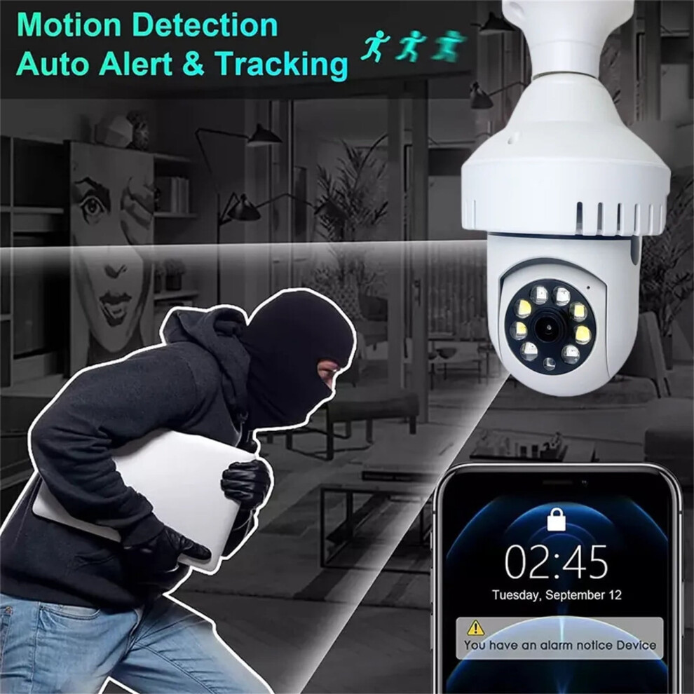 Mini 1080P Wifi Security Camera, Indoor/Outdoor Light Bulb Cam With Color Night Vision, 360 View & Auto Alarm Â Compatible With Xxx 9555307366317