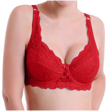 Bügelloser Damen-BH, kabelloser BH für Damen, nahtloser, bügelloser, leicht weicher, atmungsaktiver Komfort-BH mit glättender Wirkung, Rot 80C