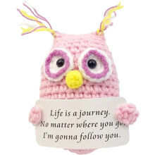 Muñeca de ganchillo hecha a mano para apoyo emocional, regalo inspirador con tarjeta positiva, regalo para amigas, regalos divertidos para